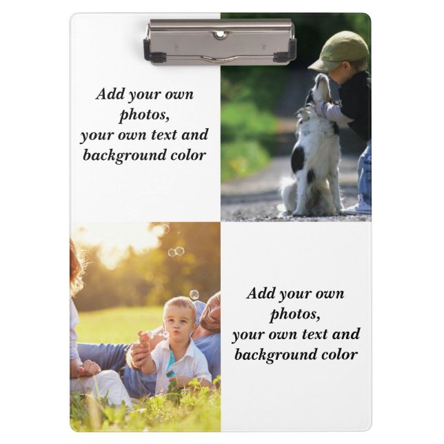 Add your own fotos, Text and background throw pi Klemmbrett (Vorderseite)