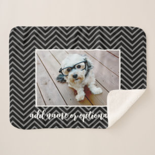 Add Your Own Horizontal Photo -- CAN edit black Sherpadecke