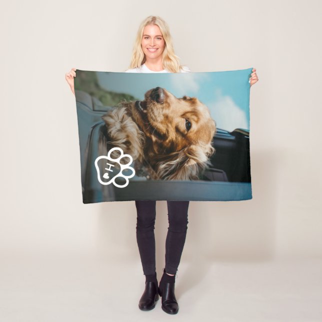 Add Your Own Photo Dog Pets Monogram Fleecedecke (Beispiel)