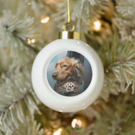 Add Your Own Photo Dog Pets Monogram Keramik Kugel-Ornament