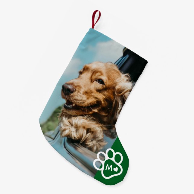 Add Your Own Photo Dog Pets Monogram Kleiner Weihnachtsstrumpf (Vorderansicht (hängend))