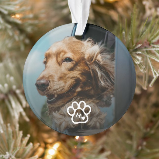 Add Your Own Photo Dog Pets Monogram Ornament (Baum)