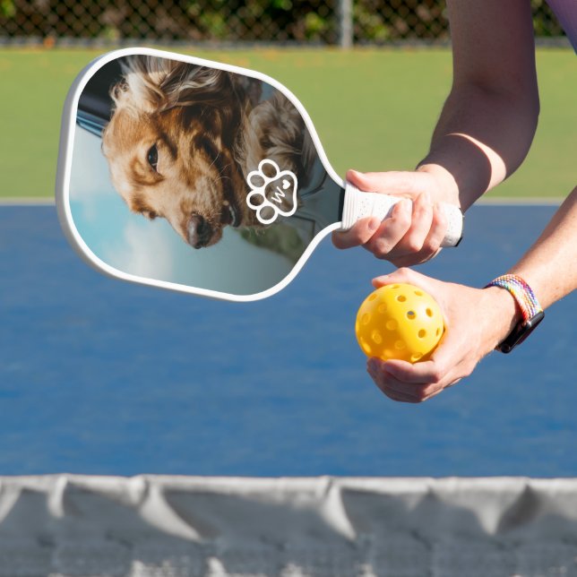 Add Your Own Photo Dog Pets Monogram Pickleball Schläger (InSitu)