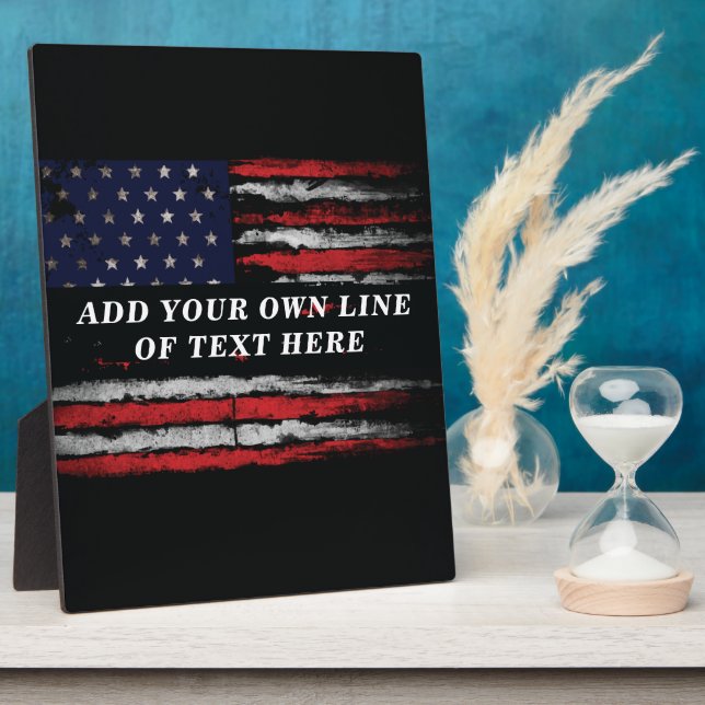Add your own text on grunge American flag Fotoplatte (Seite)