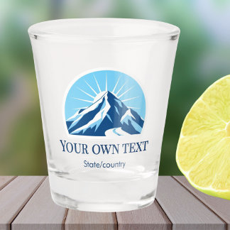 Add your own text ski resort mountain souvenir  schnapsglas