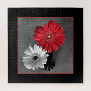 Add Your Photo Red Color Splash Gerber Daisies
