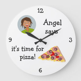 Add Your Photo: 'Time for Pizza' Große Wanduhr