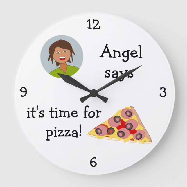 Add Your Photo: 'Time for Pizza' Große Wanduhr (Vorderseite)