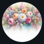 Add Your Text Aquarell Floral Art Blank Template Runder Aufkleber<br><div class="desc">Add Your Text Watercolor Aquarell Flowers Floral Art Blank Template Classic Round Sticker.</div>