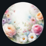 Add Your Text Blank Template Watercolor Flowers Runder Aufkleber<br><div class="desc">Add Your Text Watercolor Aquarell Flowers Blank Template Classic Round Sticker.</div>