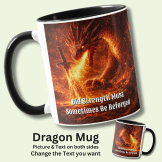 Add Your Text Name Fire Dragon with Sword Reforged Tasse