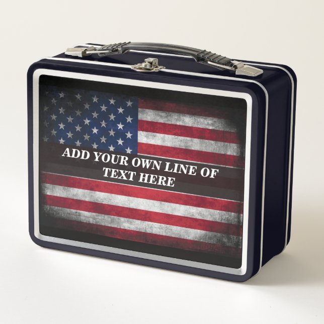 Add your text on American flag  Metall Brotdose (Vorderseite)
