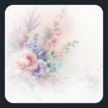 Add Your Text Pastel Colors Aquarell Flowers Blank Quadratischer Aufkleber<br><div class="desc">Add Your Text Pastel Colors Aquarell Flowers Blank Template Square Sticker.</div>