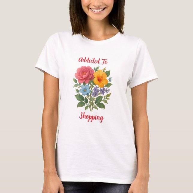 Addicée au T-shirt femme à fleurs (Devant)