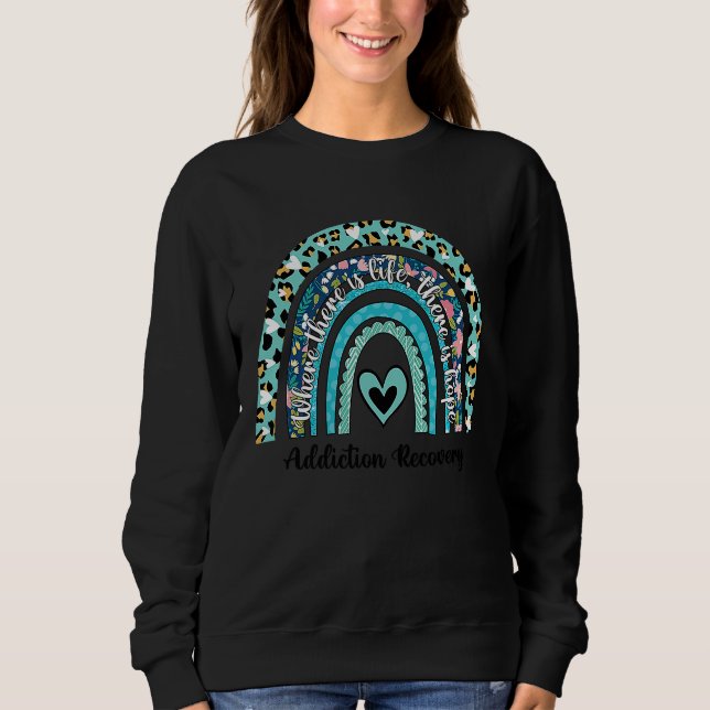 Addiction Recovery Awareness Rainbow Ribbon Blue L Sweatshirt (Vorderseite)