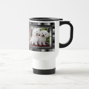 Addieren Sie das zwei Bild-coole Foto-Tasse Reisebecher