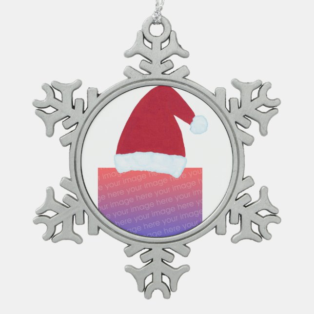 Addieren Sie Foto-personalisierte Schneeflocken Zinn-Ornament (Vorderseite)