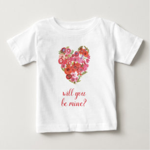 Addieren Sie Ihr Aquarell-Blumenherz des Text-  Baby T-shirt