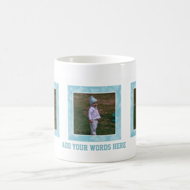 Addieren Sie Ihr Bild: Blaue gerahmte Tasse (Mittel)