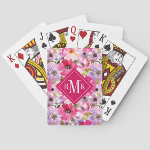 Addieren Sie Ihr Blumen Sommer-Aquarell des Spielkarten