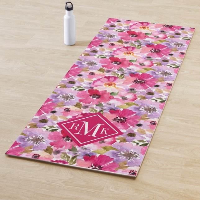 Addieren Sie Ihr Blumen Sommer-Aquarell des Yogamatte (Beispiel)