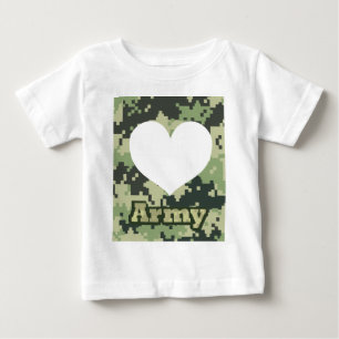 Addieren Sie Ihr eigenes Foto-Armee-Herz Baby T-shirt