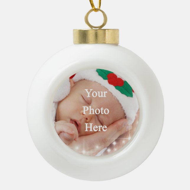 Addieren Sie Ihr eigenes Foto Keramik Kugel-Ornament (Vorderseite)