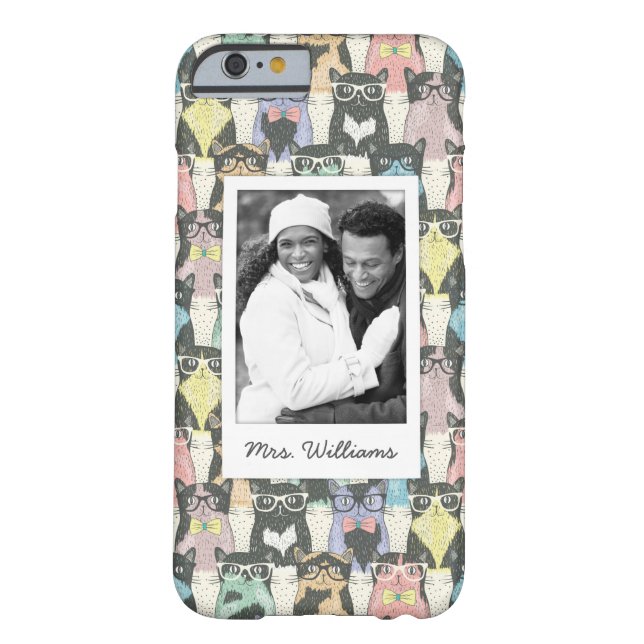 Addieren Sie Ihr Hipster-Katzen-Muster des Foto-| Case-Mate iPhone Hülle (Rückseite)