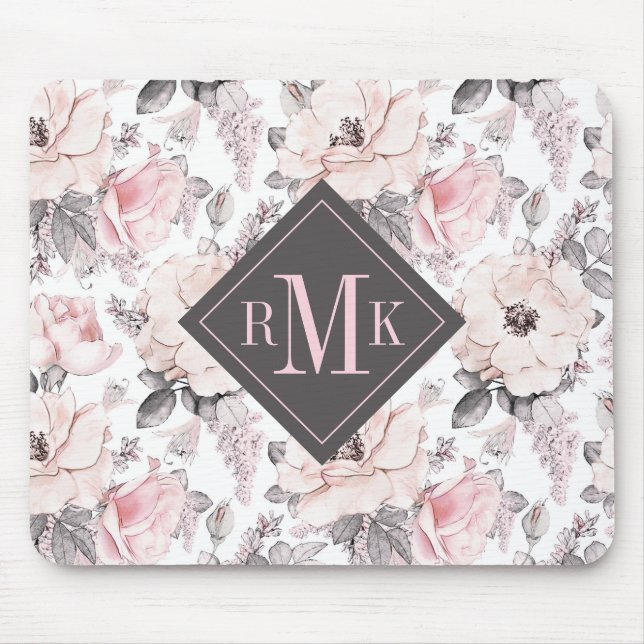 Addieren Sie Ihr Monogramm-| klassisches rosa u. Mousepad (Vorne)