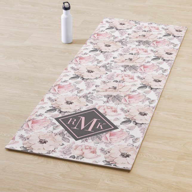 Addieren Sie Ihr Monogramm-| klassisches rosa u. Yogamatte (Beispiel)