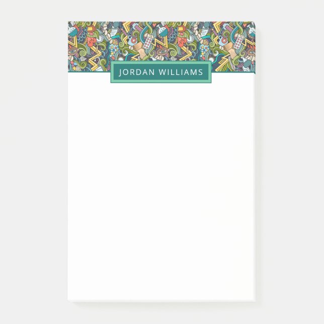 Addieren Sie Ihr Namens| abstrakte Post-it Klebezettel (Vorderseite)