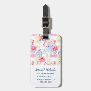 Addieren Sie Ihr Namens Aquarell-Einhorn u. Gepäckanhänger