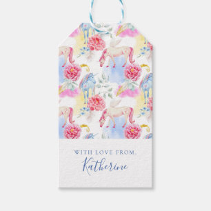Addieren Sie Ihr Namens Aquarell-Einhorn u. Geschenkanhänger