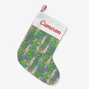 Addieren Sie Ihr Namens  Aquarell-Lama u. Catus Kleiner Weihnachtsstrumpf