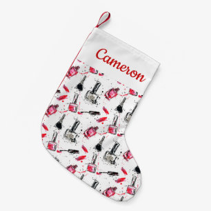 Addieren Sie Ihr Namens Aquarell-Nagellack-Muster Kleiner Weihnachtsstrumpf