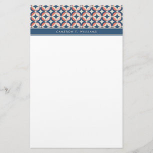 Addieren Sie Ihr Namens  blaues u. korallenrotes Briefpapier