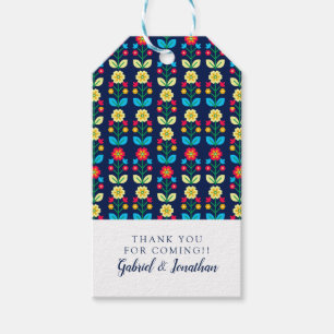Addieren Sie Ihr Namens buntes Blumenmuster Geschenkanhänger