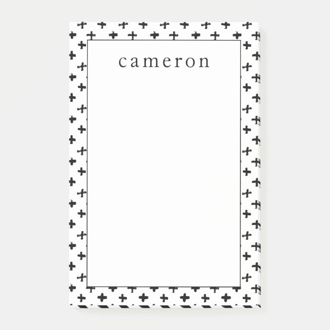 Addieren Sie Ihr Namens|, das schwarze Tinte Post-it Klebezettel (Vorderseite)