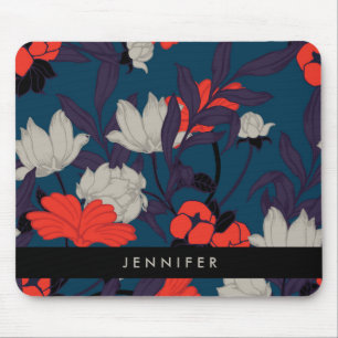 Addieren Sie Ihr Namens elegantes blaues u. rotes Mousepad