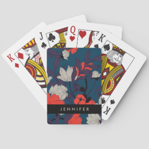 Addieren Sie Ihr Namens elegantes blaues u. rotes Spielkarten