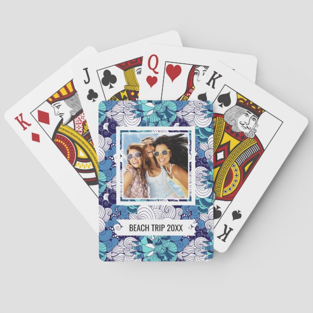 Addieren Sie Ihr Namens| flippiges Seashell-Muster Spielkarten (Rückseite)