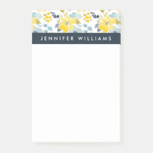 Addieren Sie Ihr Namens  gelbes u. blaues Post-it Klebezettel