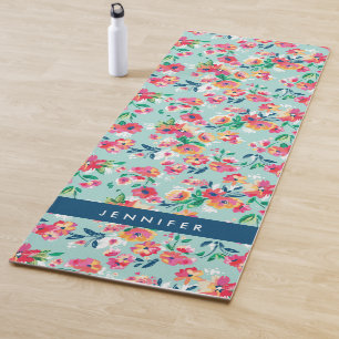 Addieren Sie Ihr Namens gemaltes Blumen-Muster Yogamatte