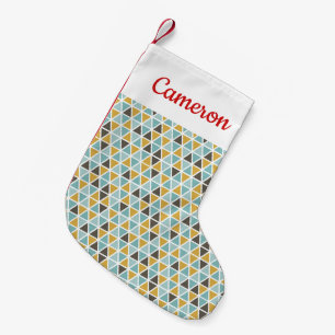 Addieren Sie Ihr Namens  geometrisches Kleiner Weihnachtsstrumpf