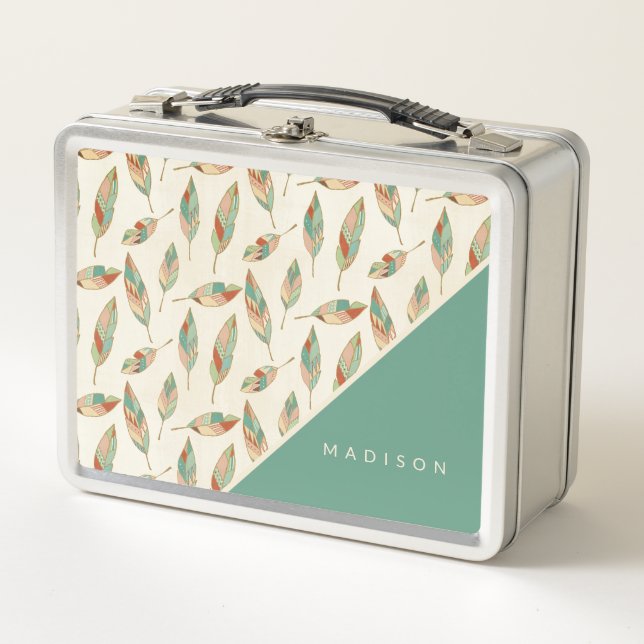 Addieren Sie Ihr Namens| geometrisches Metall Lunch Box (Vorderseite)