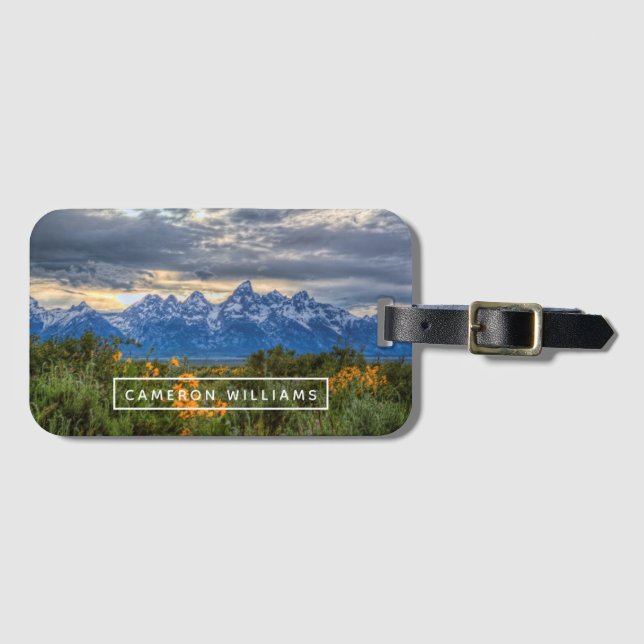 Addieren Sie Ihr Namens| großartiges Tetons Gepäckanhänger (Vorderseite (Horizontal))