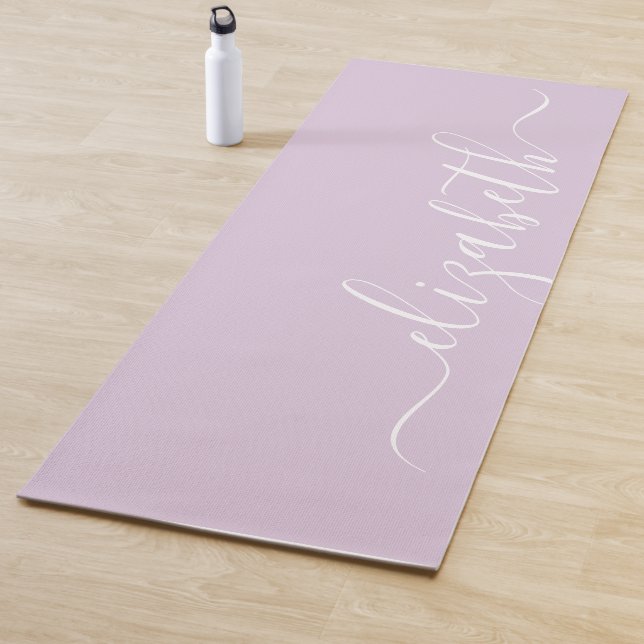 Addieren Sie Ihr Namens| Handschrifts-Pastelllila Yogamatte (Beispiel)