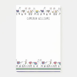 Addieren Sie Ihr Namens Lama-Streifen-Muster Post-it Klebezettel