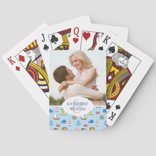 Addieren Sie Ihr Namens| Pixel-Seekunst-Muster Spielkarten (Rückseite)