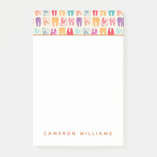 Addieren Sie Ihr Namens| Schmutz-Zahn-Muster Post-it Klebezettel (Vorderseite)